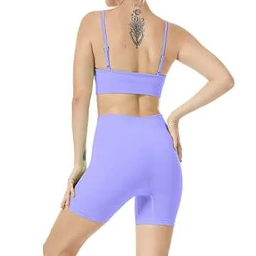 Women Seamless Yoga Set 2 Piece Workout Sport Bra with High Waist Shorts Legging Outfit Tracksuit.JNINTH (Lavender Purple, M)