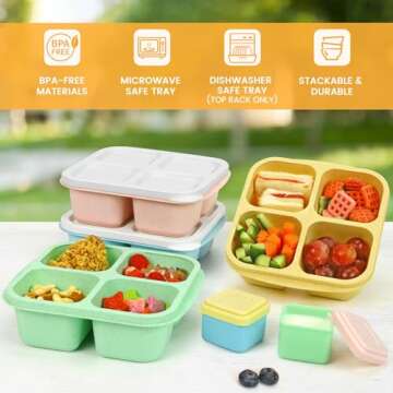 Caperci 4-Pack Bento Snack Containers for Healthy Meals
