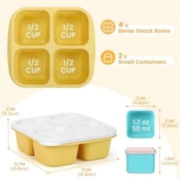 Caperci 4-Pack Bento Snack Containers for Healthy Meals
