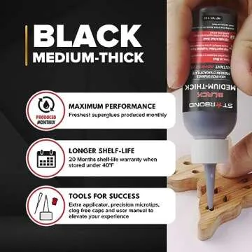 Starbond Premium Grade Cyanoacrylate (CA) Super Glue, Black (2 oz) and Brown (2 oz) Medium-Thick Viscosity Knot Filler and Aerosol Accelerator (6 oz) Bundle for Woodworking, Woodturning, Carpentry