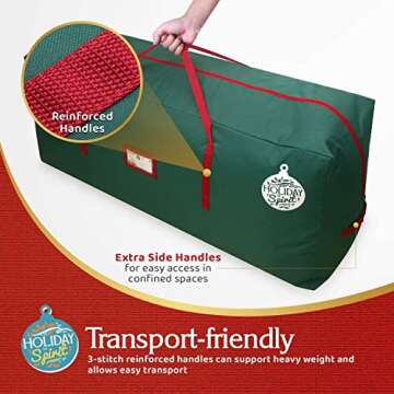 HOLIDAY SPIRIT Heavy Duty Canvas Bags for Christmas Tree - Waterproof Storage Bag with Reinforced Ha...