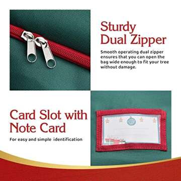 HOLIDAY SPIRIT Heavy Duty Canvas Bags for Christmas Tree - Waterproof Storage Bag with Reinforced Handles and Dual Zipper for 9 Ft Tree - 600D Oxford Material Protects from Dust and Moisture, Green