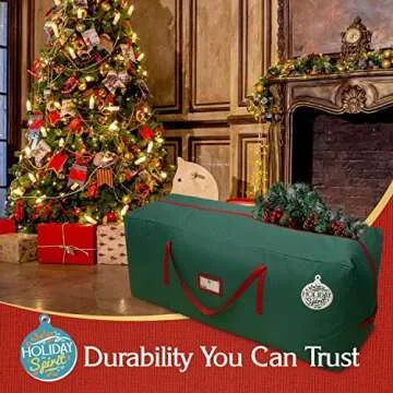 HOLIDAY SPIRIT Heavy Duty Canvas Bags for Christmas Tree - Waterproof Storage Bag with Reinforced Handles and Dual Zipper for 9 Ft Tree - 600D Oxford Material Protects from Dust and Moisture, Green