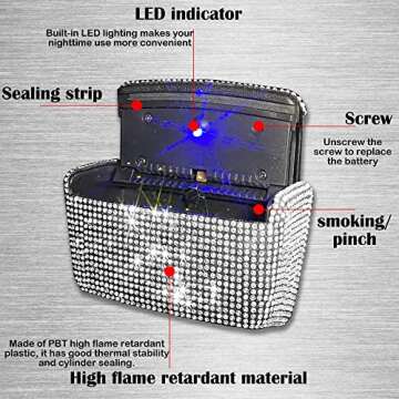 Car Cigarette Ashtray Air Outlet Ashtray Auto Car Cigarette Ashtray with Lid Blue LED Light Indicator Smokeless Ash for Car Cup Holder(Sliver)