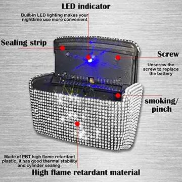 Car Cigarette Ashtray Air Outlet Ashtray Auto Car Cigarette Ashtray with Lid Blue LED Light Indicator Smokeless Ash for Car Cup Holder(Sliver)