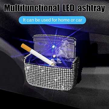 Car Cigarette Ashtray Air Outlet Ashtray Auto Car Cigarette Ashtray with Lid Blue LED Light Indicator Smokeless Ash for Car Cup Holder(Sliver)