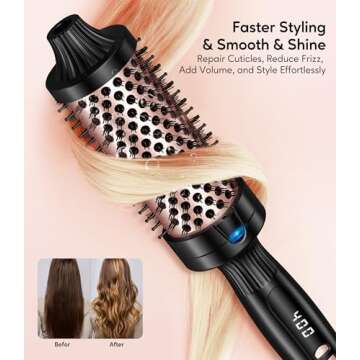 Terviiix Thermal Brush 1.77 Inch Quick Heating Makes Hair Silky Smooth, Ceramic Tourmaline Ionic Hea...