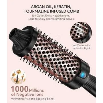 Terviiix Thermal Brush 1.77 Inch Quick Heating Makes Hair Silky Smooth, Ceramic Tourmaline Ionic Heated Brush & Round Brush Volumizer, Digital Display 9 Temperatures Curling Iron, Dual Voltage