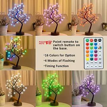 Pooqla RGB Cherry Blossom Tree Light with Remote 16 Color-Changing LED Artificial Flower Bonsai Tree...