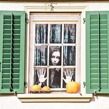 Halloween Female Ghost Window Cover for Spooky Decor