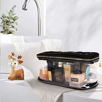 Stylish Portable Chenille Travel Makeup Bag Organizer