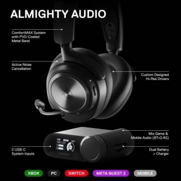 SteelSeries Arctis Nova Pro Wireless Multi-System Gaming Headset - Premium Hi-Fi Drivers - Active No...