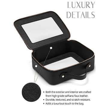 Popvibe Clear Makeup Case Black Toiletry Bag Travel Large Clear Cosmetic Bag with Zipper, Big Make Up Bag Organizer Women Traveling TSA Approved Transparent Bag Car for Essentials