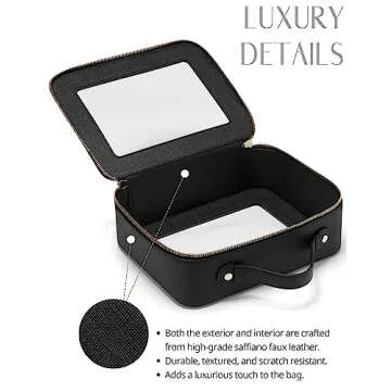 Popvibe Clear Makeup Case Black Toiletry Bag Travel Large Clear Cosmetic Bag with Zipper, Big Make Up Bag Organizer Women Traveling TSA Approved Transparent Bag Car for Essentials