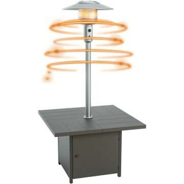 Kurapika 48,000 BTU Patio Heater for Outdoor With Table, Freestanding Double-Layer Stainless Steel P...