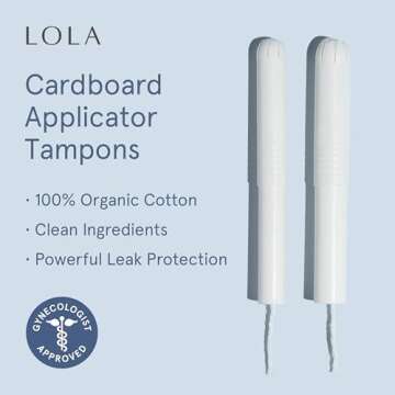 LOLA Organic Cotton Tampons with Cardboard Applicator, 36 Count (2 Packs of 18) - Tampons Regular, P...