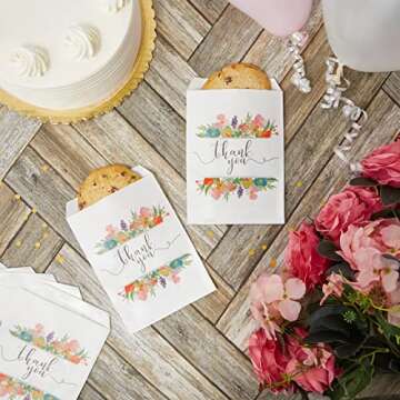 Juvale 100 Pack Paper Cookie Bags, 5 x 7 Inch for Party Favors, Treats, Candy, Wedding, Individual B...