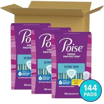 Poise Ultra Thin Incontinence Pads & Postpartum Incontinence Pads, 4 Drop Moderate Absorbency, Regul...
