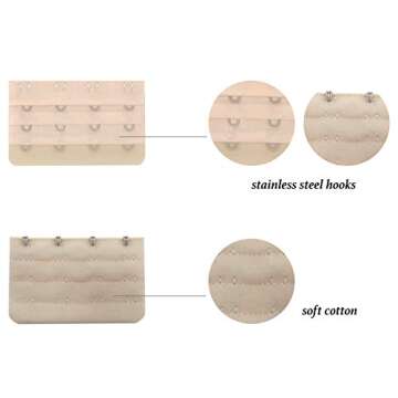 Tamlien Bra Extenders 2 Hook/ 3 Hooks/ 4 Hook, Soft and Comfortable Bra Extensions