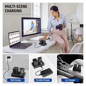 NEEWER LP-E6NH Replacement Battery and USB Charger Set, Pack of 3, 2250 mAh Replacement for LP-E6NH Battery & Triple Slot USB Charger Compatible with Canon EOS R7 R5 R6 R6 II R, 5DIV, 6DII, 7DII, 80D,