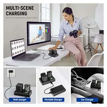 NEEWER LP-E6NH Replacement Battery and USB Charger Set, Pack of 3, 2250 mAh Replacement for LP-E6NH Battery & Triple Slot USB Charger Compatible with Canon EOS R7 R5 R6 R6 II R, 5DIV, 6DII, 7DII, 80D,