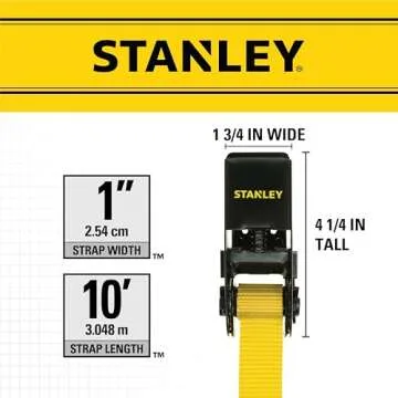 STANLEY Cargo Straps 1" x 10' for Reliable Light Cargo Security