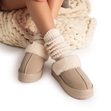 DREAM PAIRS Platform Slippers for Women - Cozy & Waterproof