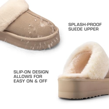 DREAM PAIRS Platform Slippers for Women - Cozy & Waterproof