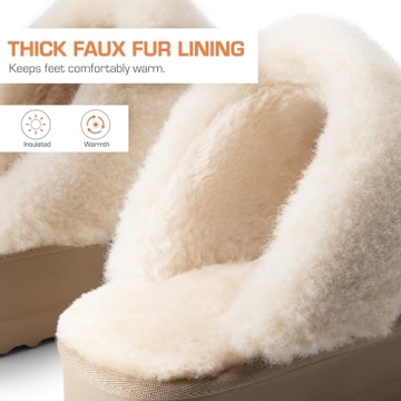 DREAM PAIRS Platform Slippers for Women - Cozy & Waterproof