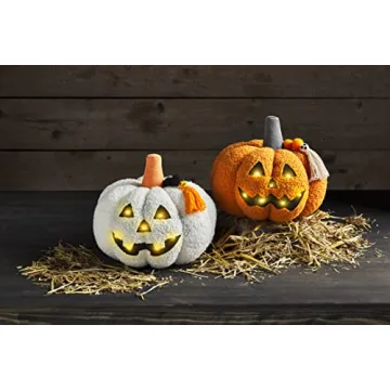 Mud Pie Sherpa Jack-o-Lantern Pillow for Halloween Decor