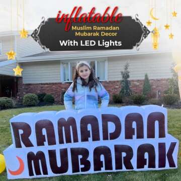 JAK Inflatable Muslim Holiday Outdoor Decorations and Holy Celebration Decor with LED Lights, Celebrate Fasting, Introspection, and Prayer (Ramadan Mubarak)