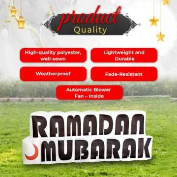 JAK Inflatable Muslim Holiday Outdoor Decorations and Holy Celebration Decor with LED Lights, Celebrate Fasting, Introspection, and Prayer (Ramadan Mubarak)