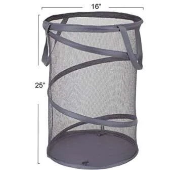 Household Essentials 2027-1 Pop-Up Collapsible Mesh Laundry Hamper | Charcoal