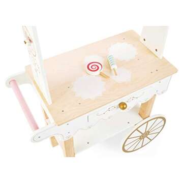 Le Toy Van - Educational Wooden Toy Role Play Tea & Treats Trolley | Girls Pretend Play Tea and Cakes Wooden Play Food Trolley (TV324)