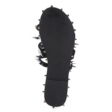 Cape Robbin Xtreme Studded Womens Sandals - Fashion Slides for Women with Spikes - Comfortable Slip-On Flat Sandals for Women - Summer Sandals for Women 2024 - Black Size 8