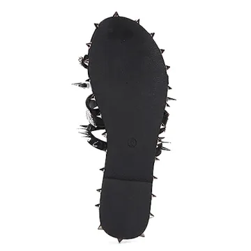 Cape Robbin Xtreme Studded Womens Sandals - Fashion Slides for Women with Spikes - Comfortable Slip-On Flat Sandals for Women - Summer Sandals for Women 2024 - Black Size 8
