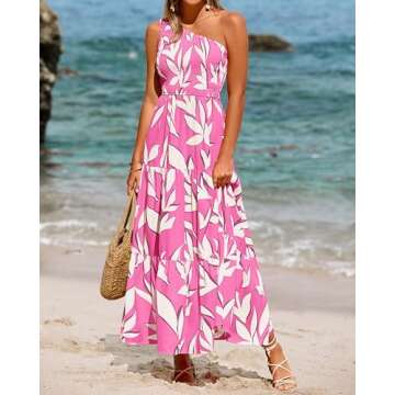 XIONGMEI Women's Summer Dresses 2024 Fashion One Shoulder Smocked High Waist Floral Print Boho Flowy...