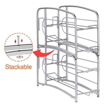 Bextsrack Soda Can Organizer for Refrigerator, 2 Pack Stackable Beverage Can Dispenser Rack for Fridge, Freezer, Kitchen, Countertop, Cabinet, Holds up to 24 Cans, Silver