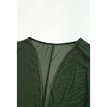 Women's Sexy Thin Mesh Long Sleeve Tie Front Swimsuit Swim Beach Maxi Cover Up Dress