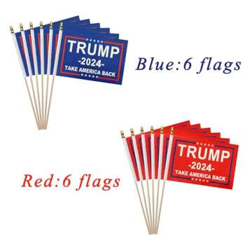 Trump 2024 Mini Handheld Flags - 12 Pack