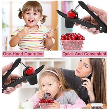 Cherry Pitter,Cherry Seed Remover Olives Pitter Tool with Space-Saving Lock Design,Multi-Function Fruit Pit Remover for Making Cherry Jam ( Stainless Steel / Heavy-Duty)
