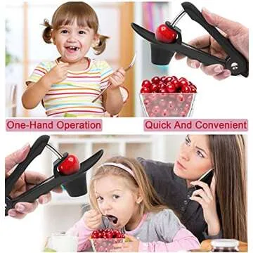 Cherry Pitter,Cherry Seed Remover Olives Pitter Tool with Space-Saving Lock Design,Multi-Function Fruit Pit Remover for Making Cherry Jam ( Stainless Steel / Heavy-Duty)
