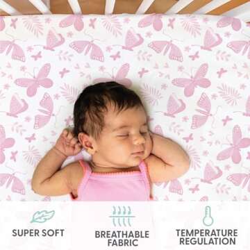 The Peanutshell 4-Pack Fitted Crib Sheet Set - Super Soft & Breathable Baby Girl Crib Sheets, Nurser...