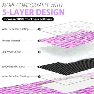 ZAZE Picnic Blanket Waterproof Sandproof, 80''x80'' 3-Layer Cute Compact Extra Large Machine Washable Foldable Beach Mat, Big XL Outdoor Blankets for Spring Summer Camping, Park, Grass(Pink and White)