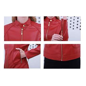 Women's Trendy Faux Leather Jacket Moto Short Jacket Fashion PU Jacket Coat