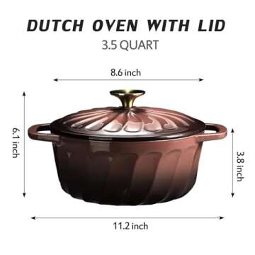 Enameled Dutch Oven with Lid, 3.5 Quart Cast Iron Dutch Oven Pot,Dual Handles for Bread Baking, Cook...