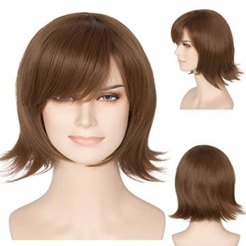 Miss U Hair Short Brown Cosplay Wig Light Brown BOB with Bangs