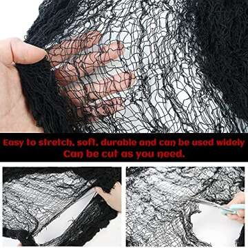 Qtisky Set of 5 Halloween Creepy Cloth Decoration, Black Scary Halloween Gauze Cloth Decor (72 x 30 in), Indoor Outdoor Spooky Halloween Decorations for Home Wall Yard Party Supplies