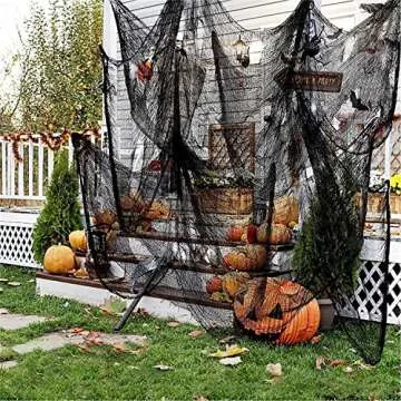 Qtisky Set of 5 Halloween Creepy Cloth Decoration, Black Scary Halloween Gauze Cloth Decor (72 x 30 in), Indoor Outdoor Spooky Halloween Decorations for Home Wall Yard Party Supplies