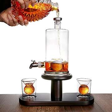 Misshapen Golf Themed Alcohol Decanter - Set of 2 Golf Glasses & a Stylish Whisky Decanter - Enjoy Scotch, Bourbon, Whiskey, Vodka or your Favorite Drinks in Style